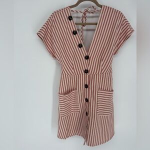 Moon River Red and White Backless Striped Dress